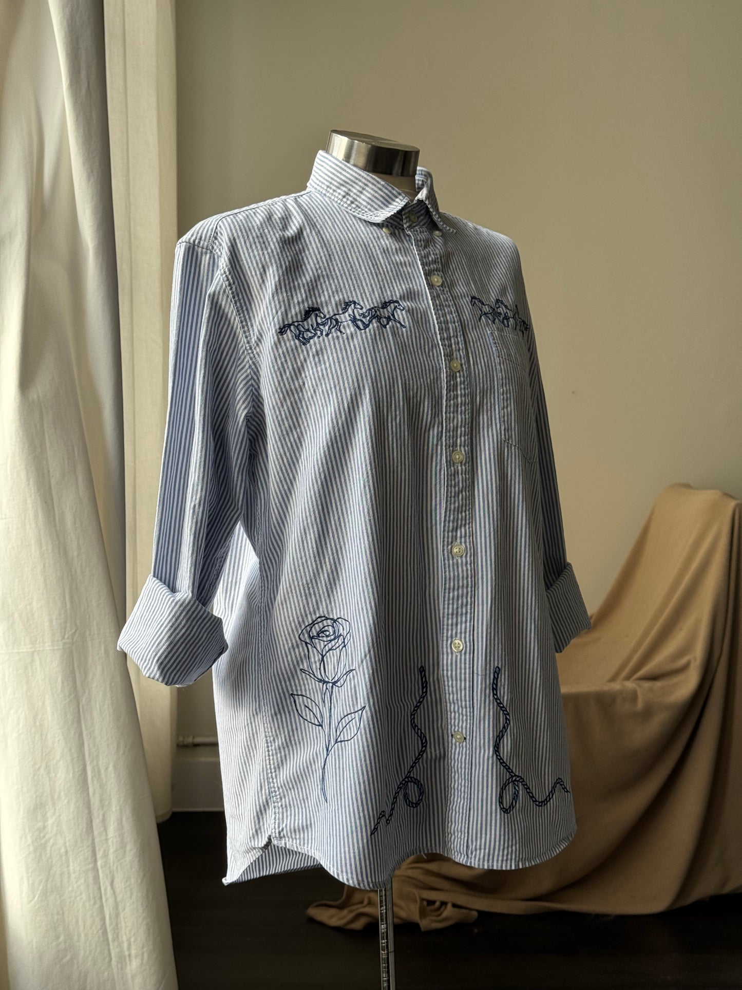 Jaxson Handcrafted Embroidered Striped Button Down