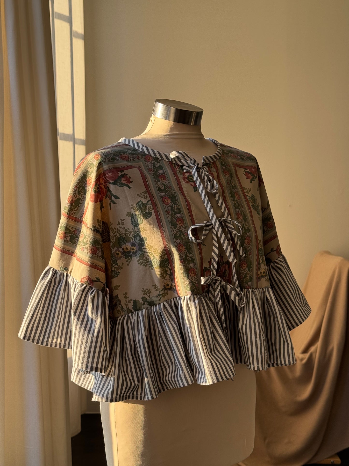 Joycie Vintage Handcrafted Ruffle Top In Autumn