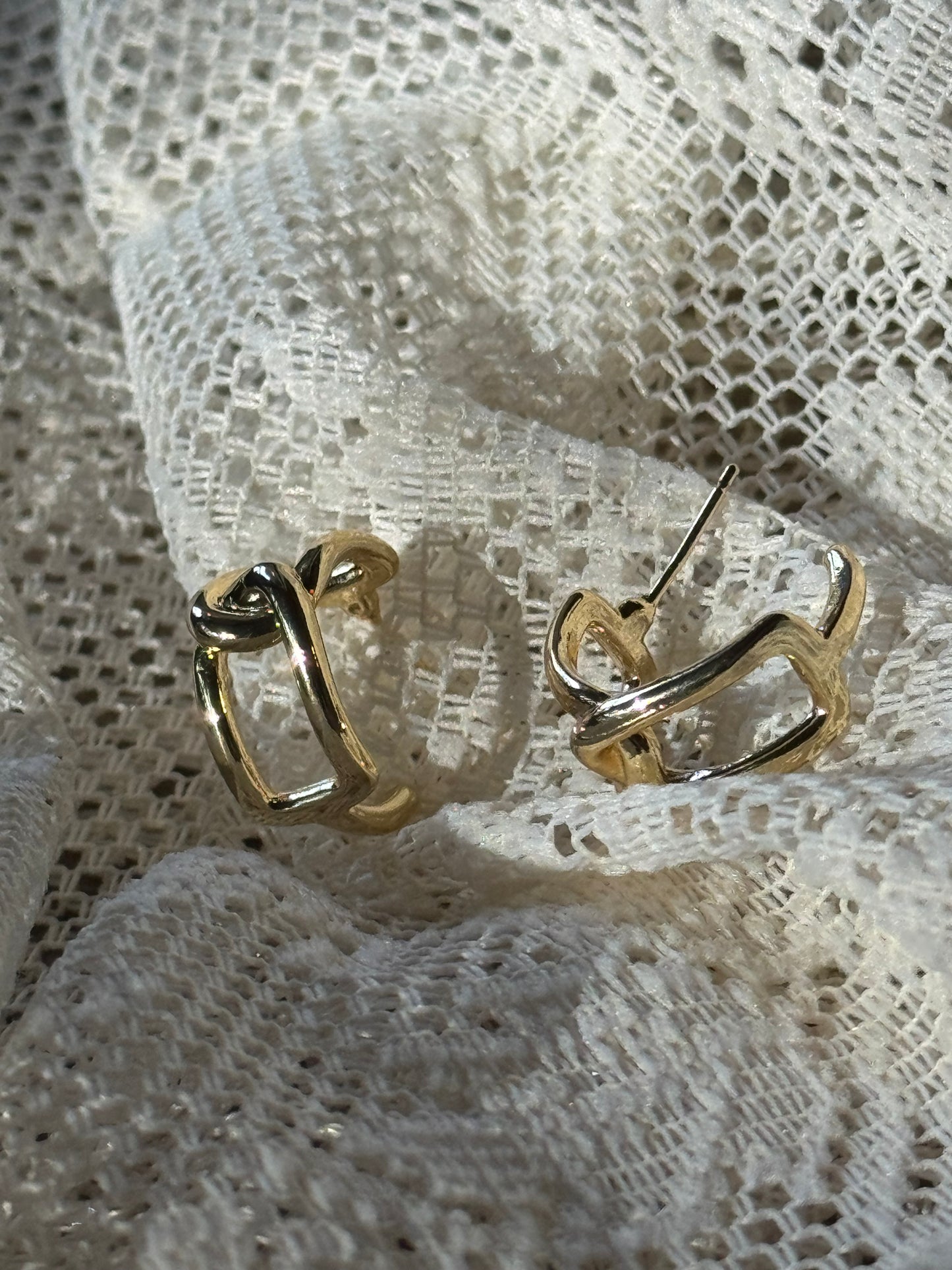 Sonna Double Chain Link Hug Hoop Plated In Gold