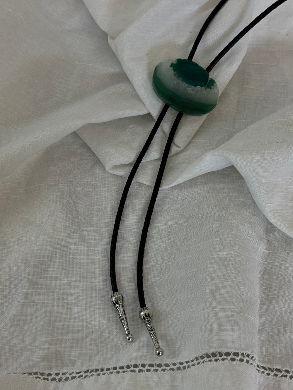 Handcrafted Agate Bolo Tie In Sea Melon