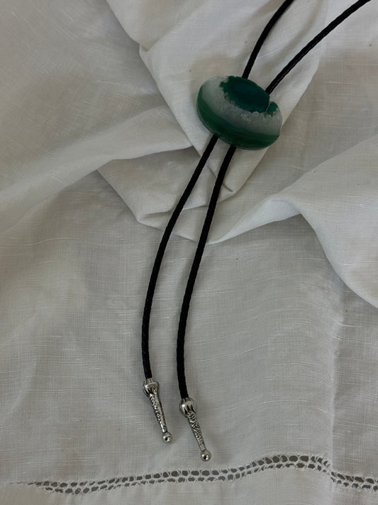Handcrafted Agate Bolo Tie In Sea Melon