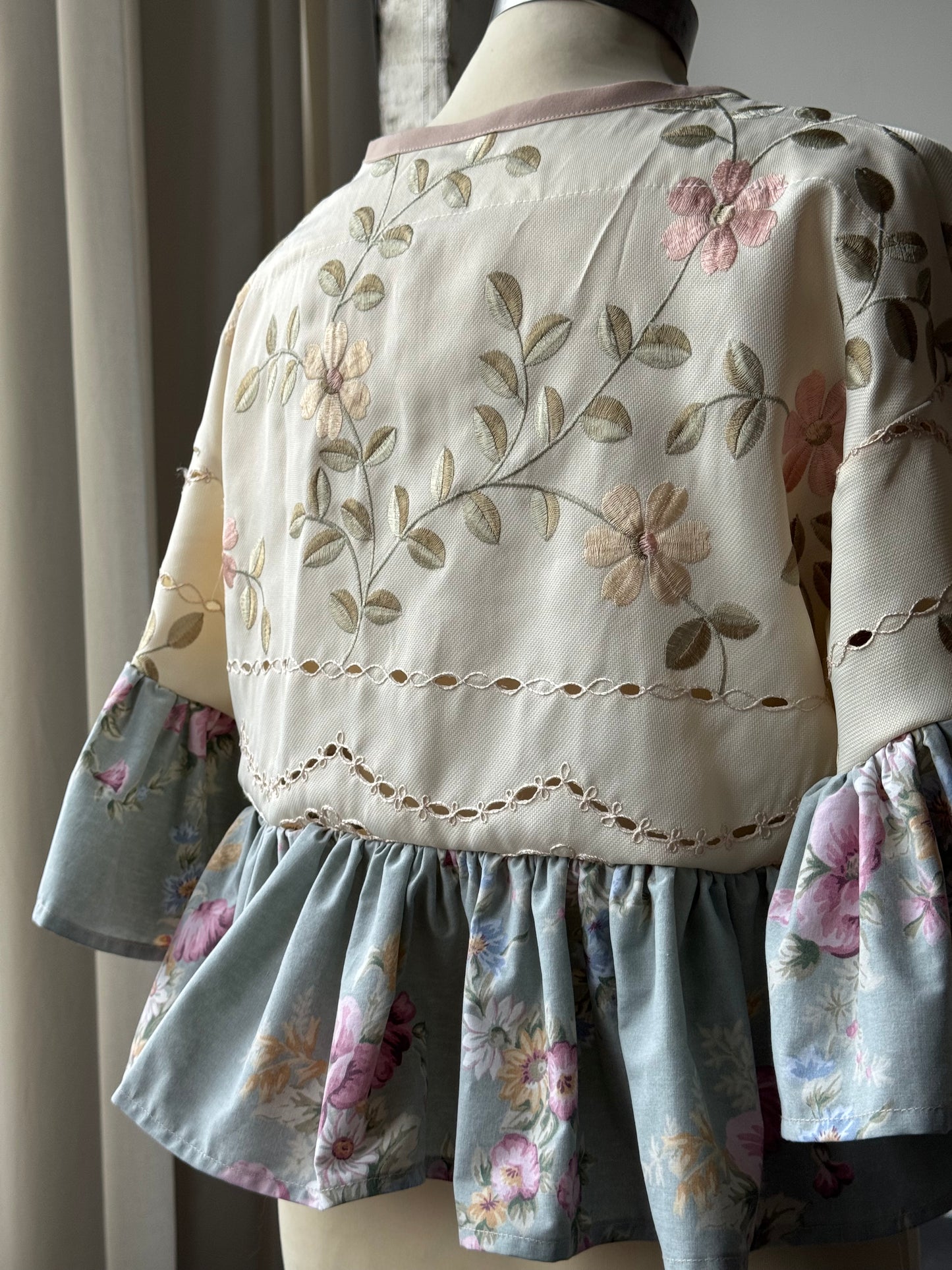 Dorothy Handcrafted Vintage Ruffle Tie Top In Spring