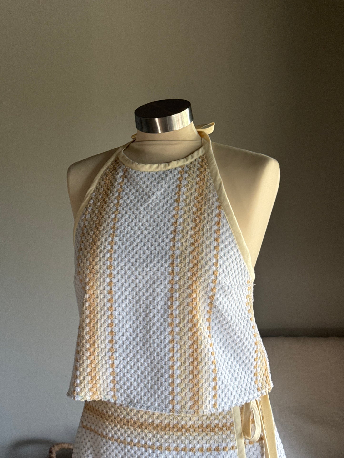 Brenda Handcrafted Halter Towel Top In Vanilla
