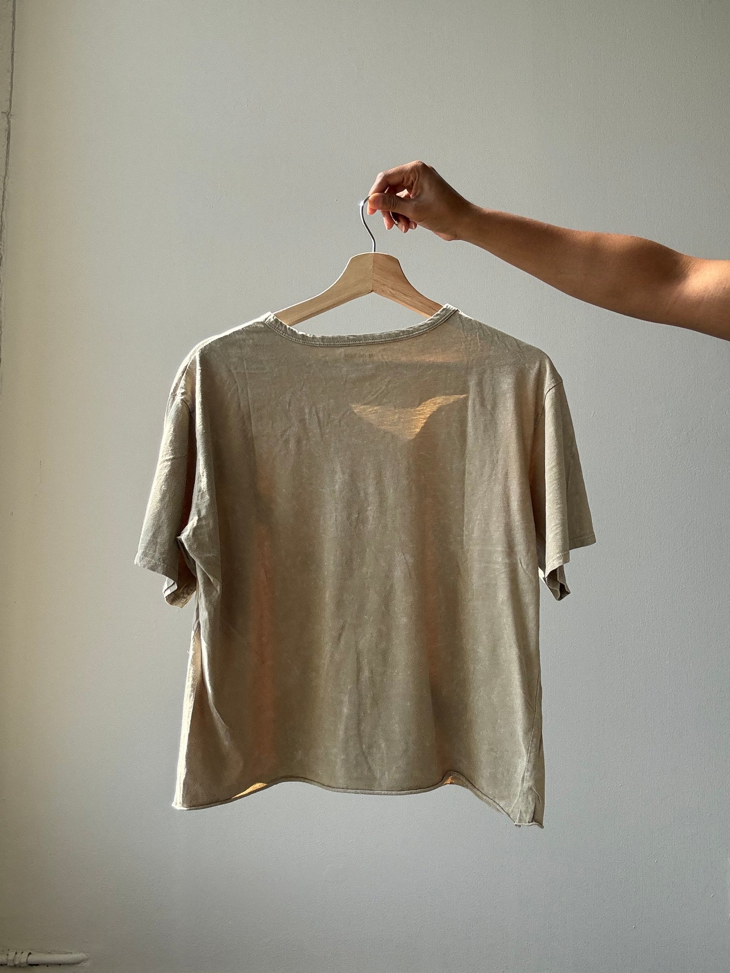 Sagan Cotton Boyfriend Crop Tee In Vintage Taupe