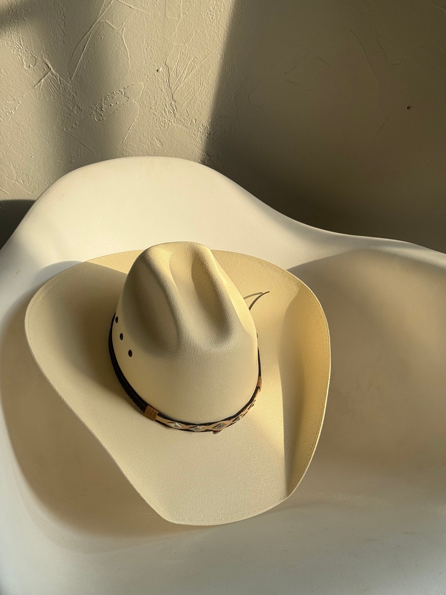 McCoy Classic Straw Cowboy Hat W/ Leather Belt & Silver Studs