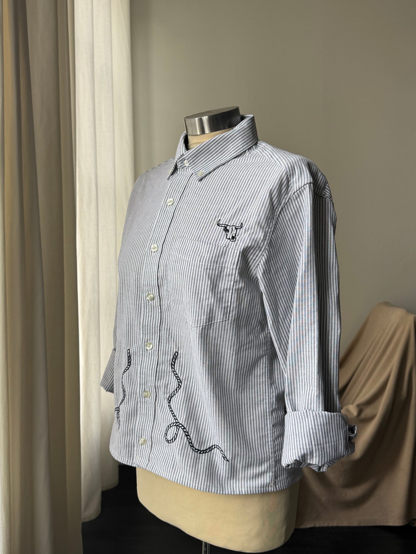 Lawrence Handcrafted Cropped Cotton long sleeve Button Down