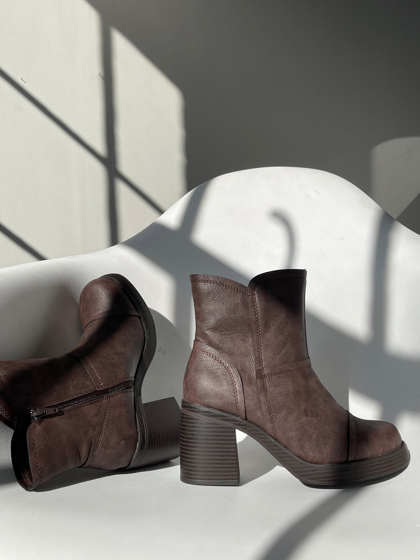 Tyler 70s Style Patchwork Boots In Dark Chocolate