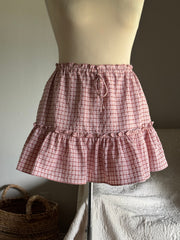 Fay Cotton Plaid Ruffle Skirt In Blush