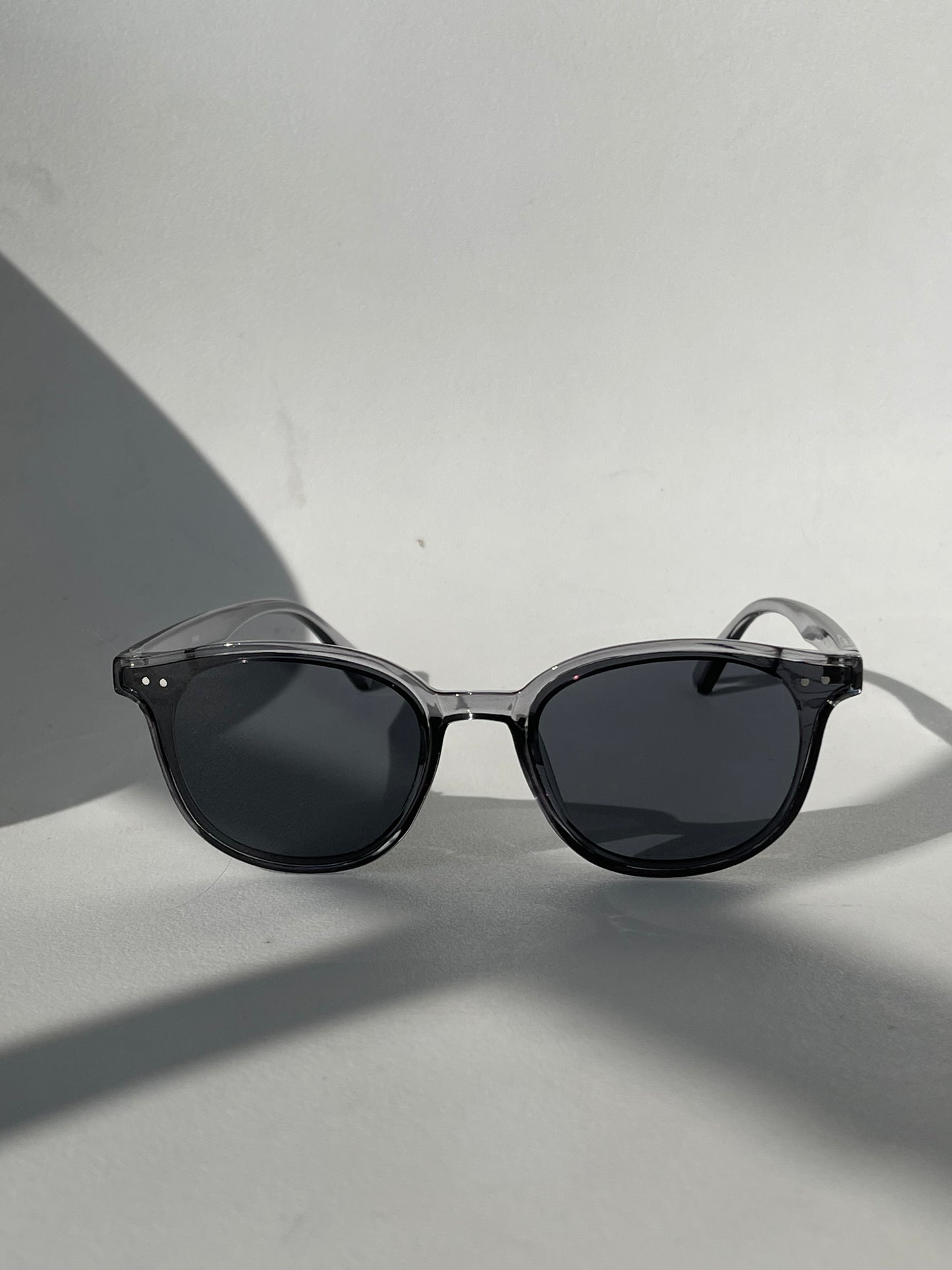 Abbey Classic 80s Style Double Stud Sunglasses In Grey