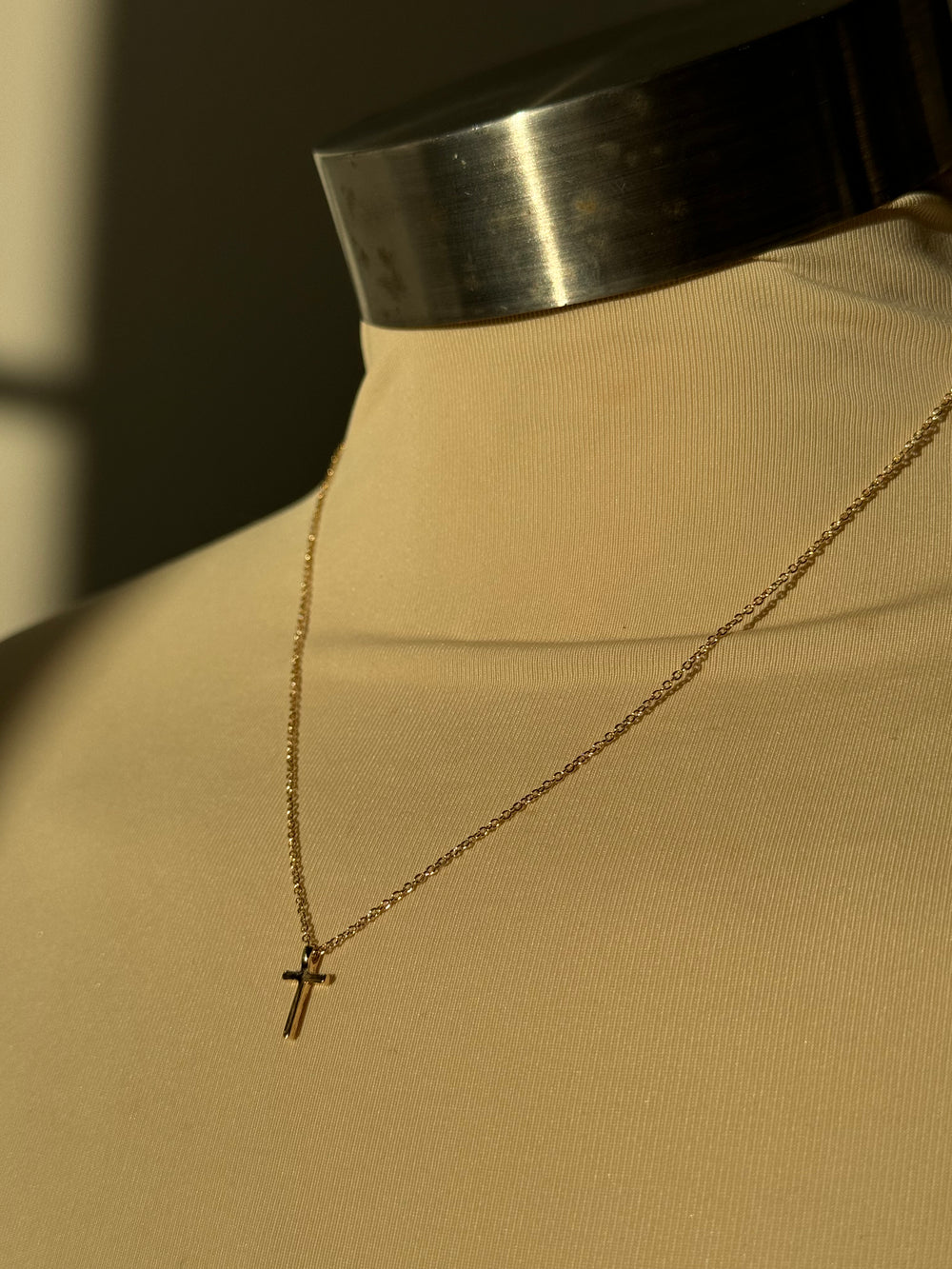 Able Mini Cross Gold Dipped Necklace