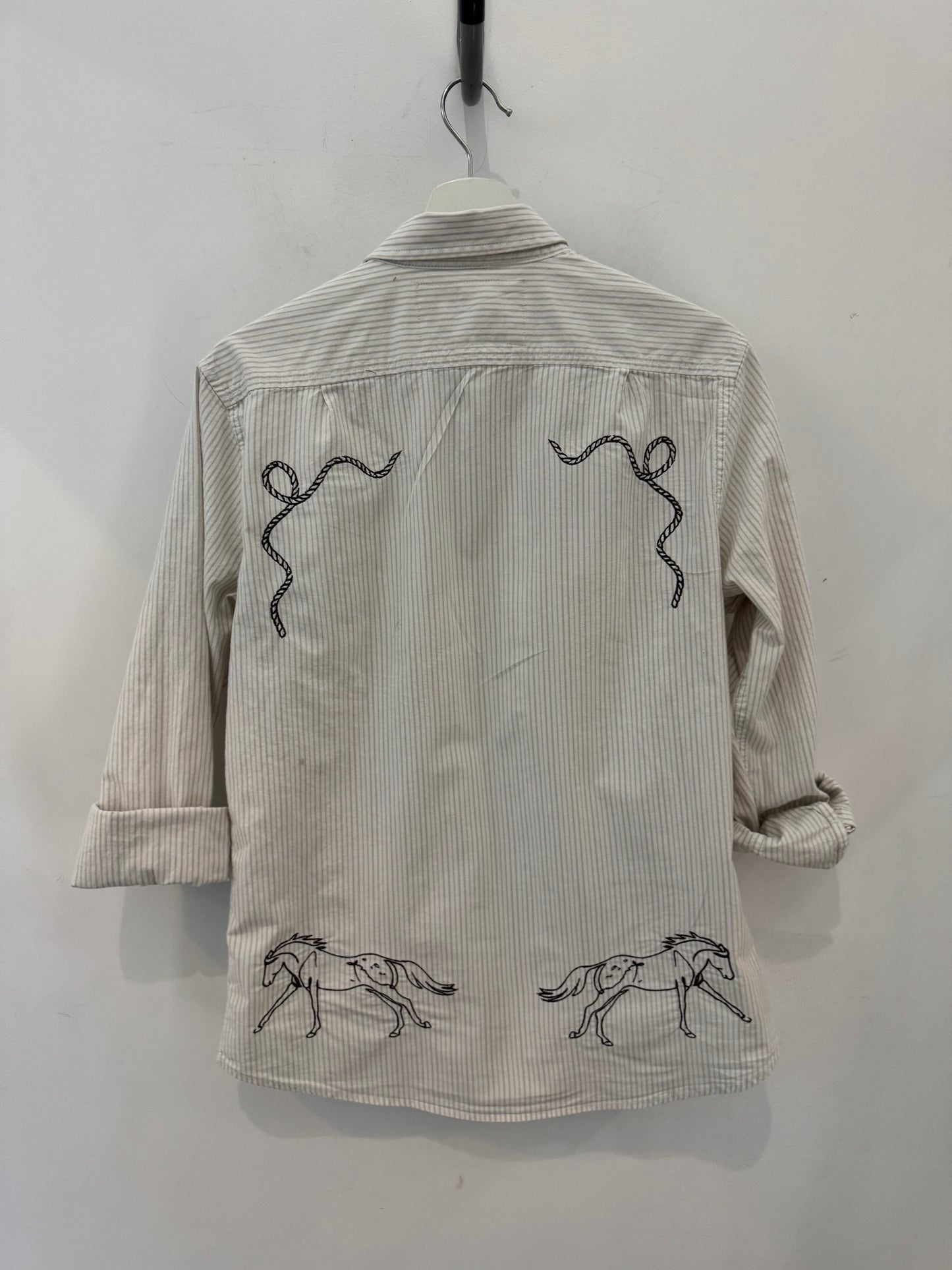 Jaxson Handcrafted Embroidered Striped Long Sleeve Button Down￼ ￼