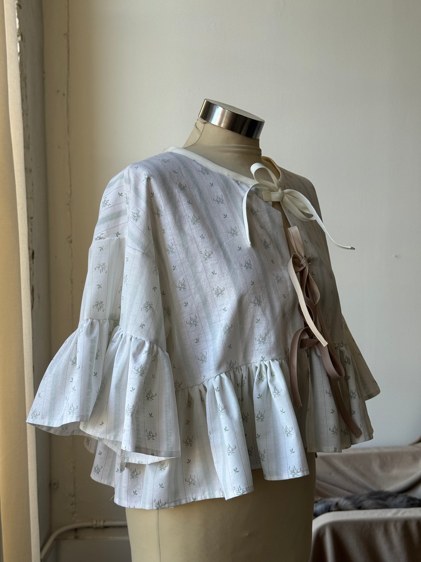 Joycie Handcrafted Vintage Tie Front Top