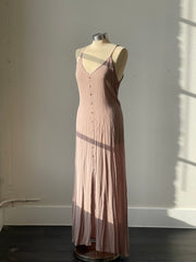 Courtney Slit Front Button Detail Midi Dress In Taupe