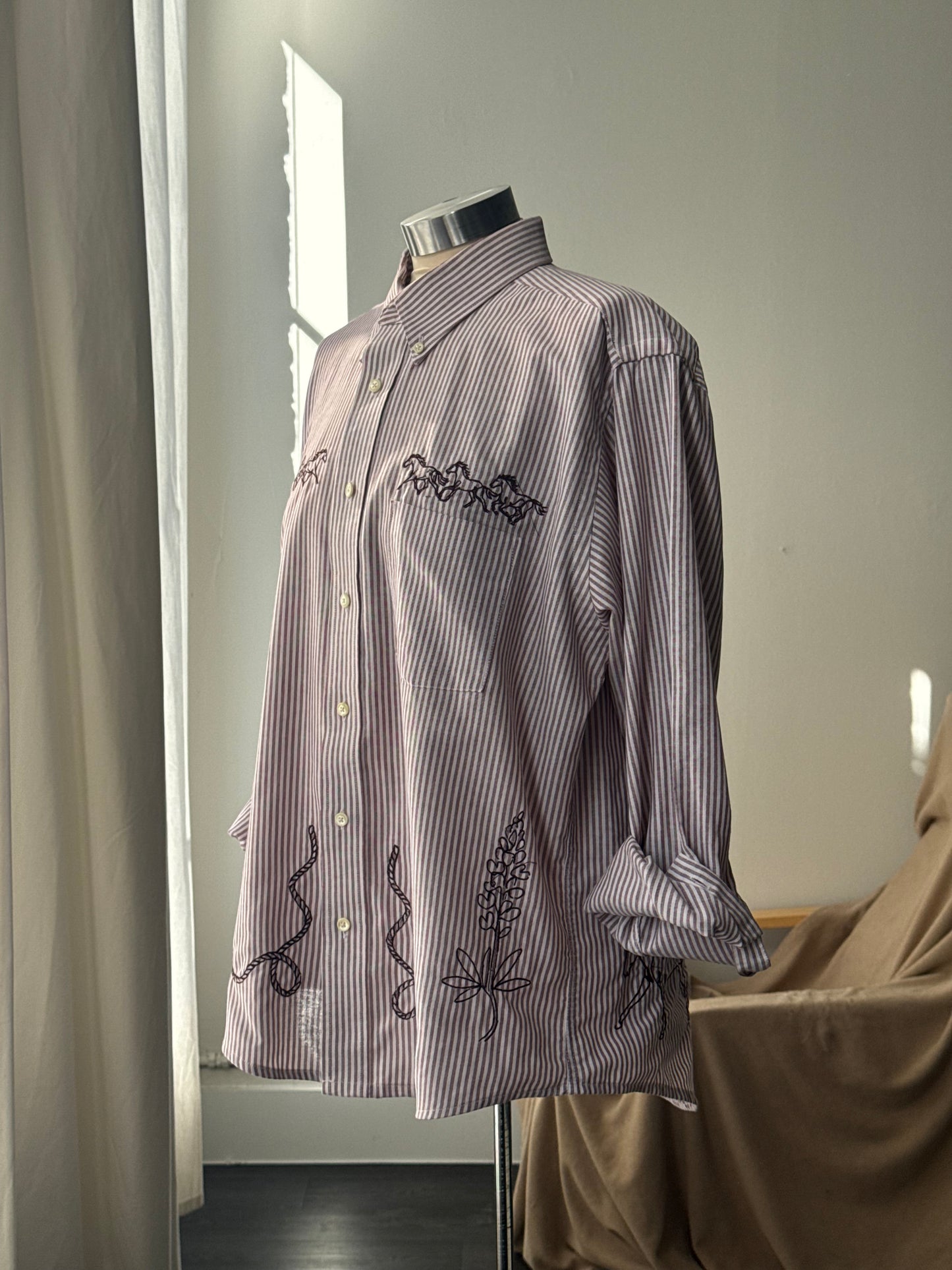 Jaxson Handcrafted Embroidered Striped Button Down