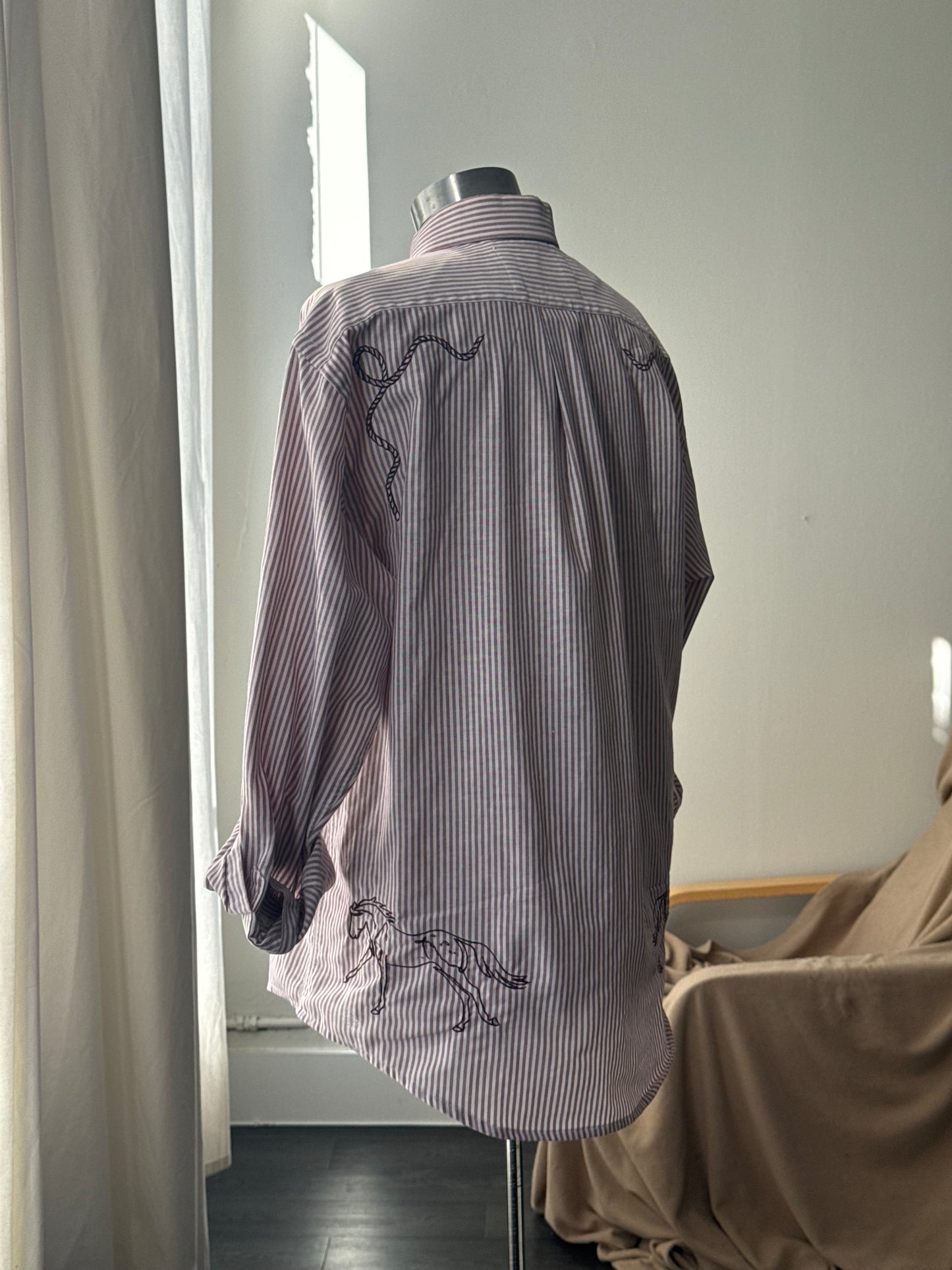 Jaxson Handcrafted Embroidered Striped Button Down