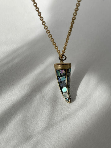 Allen Artisan Horn & Stone Necklace In Aqua Antique Gold