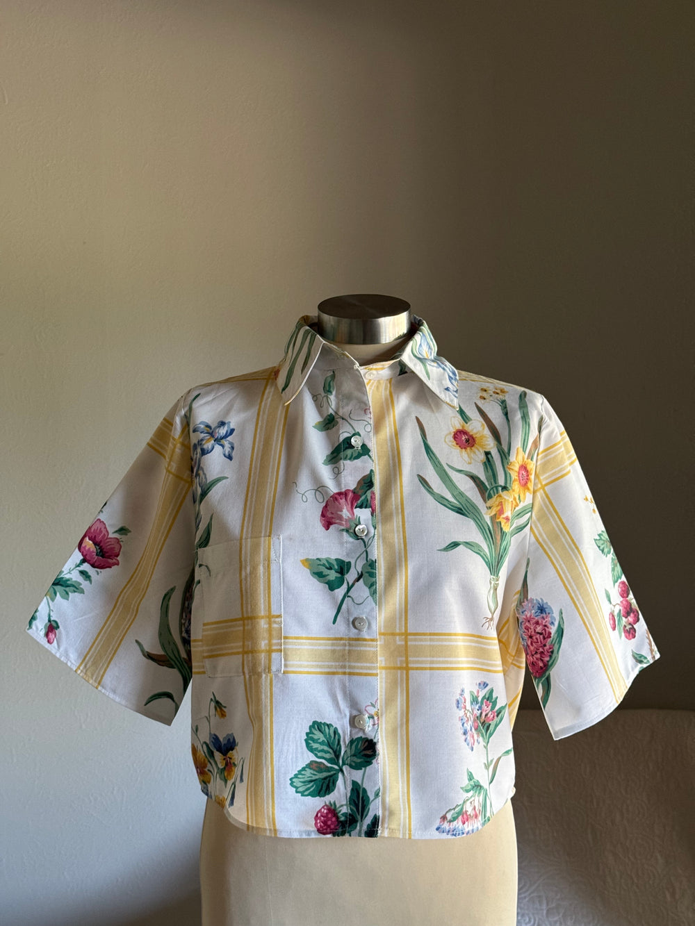 Judy Handcrafted Cropped Button Down