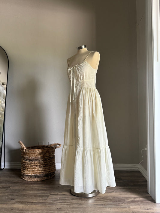 Patricia Cotton Button Front Maxi Dress In Butter