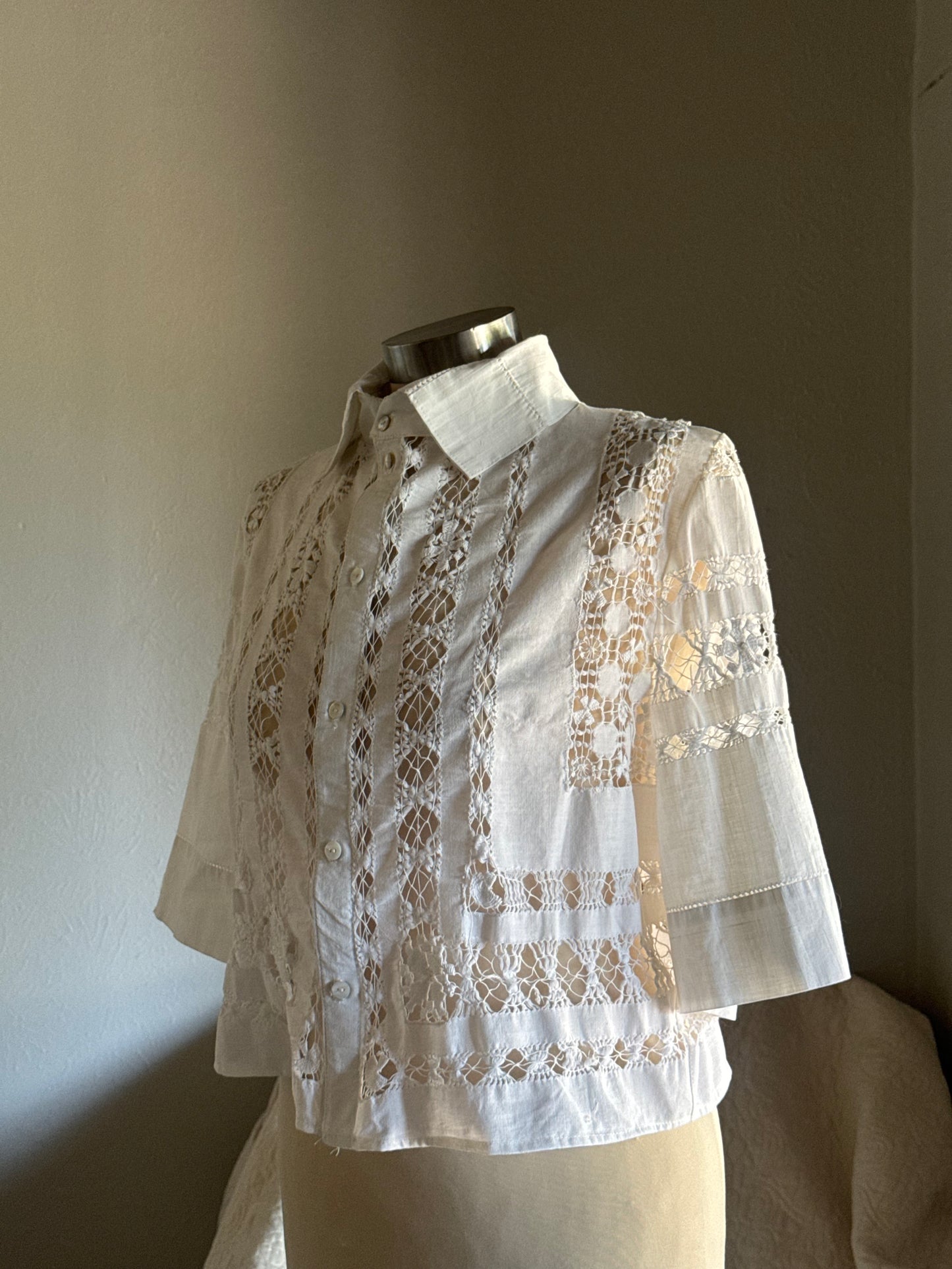 Judy Handcrafted Vintage Cropped Button Down