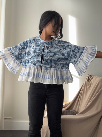 Myrtle Cotton Handmade Ruffle Top In Old South