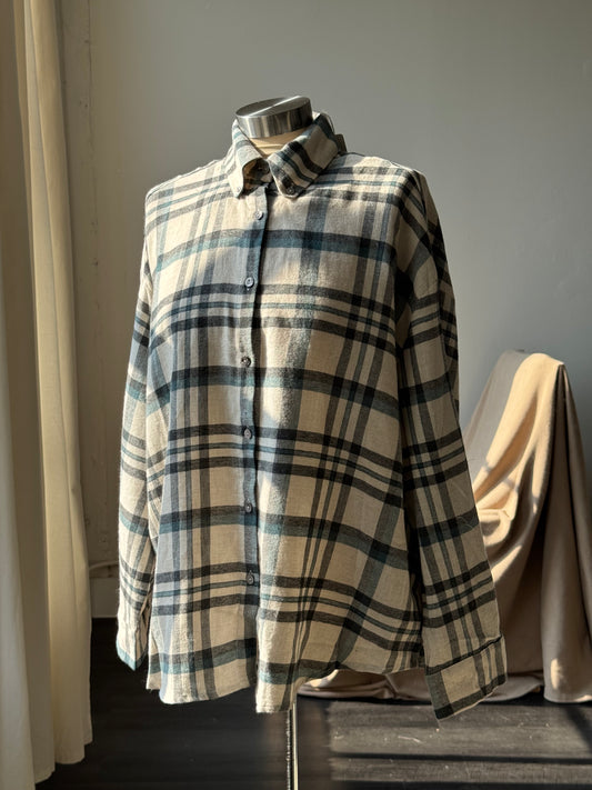 Quinn Cotton Plaid Button Down In Forest