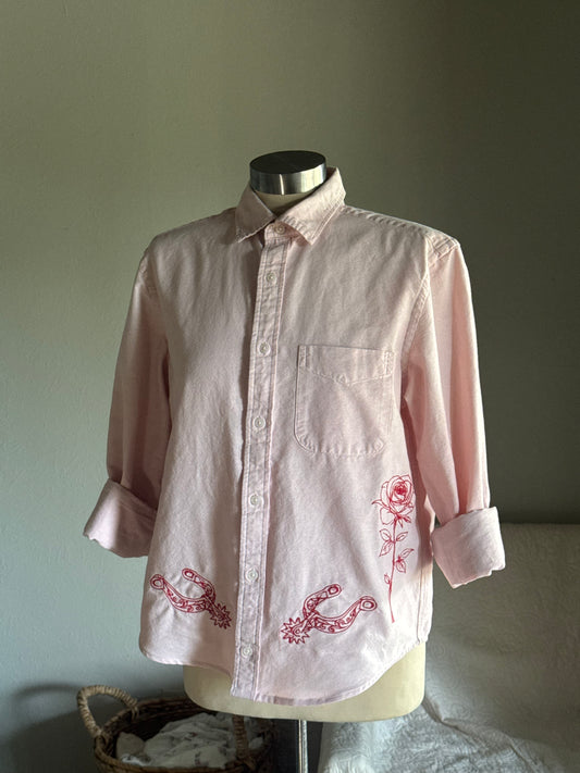 Lawrence Handcrafted Embroidered Cropped Button Down
