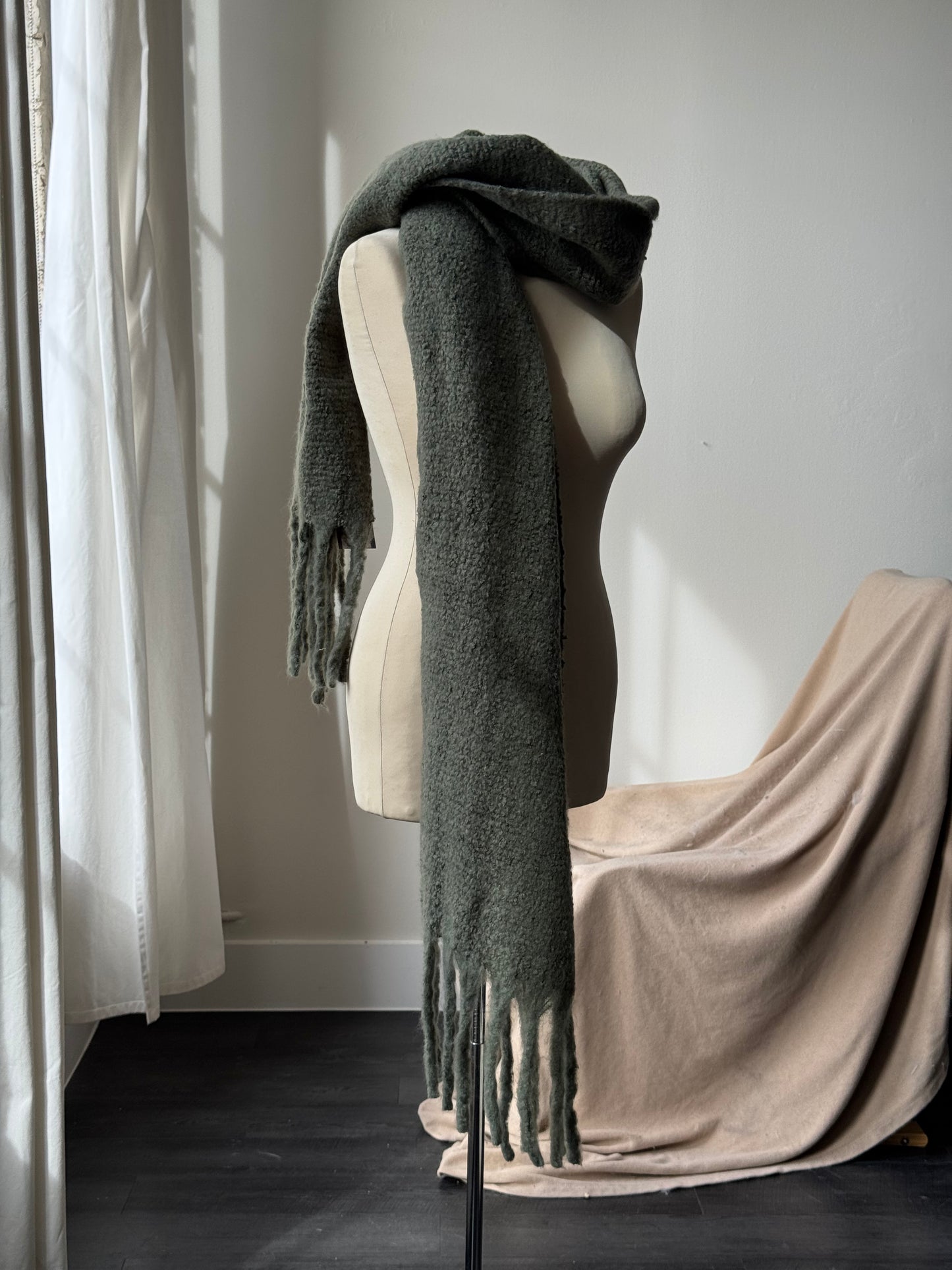 Kylie Ultra Soft Fringe Scarf In Army
