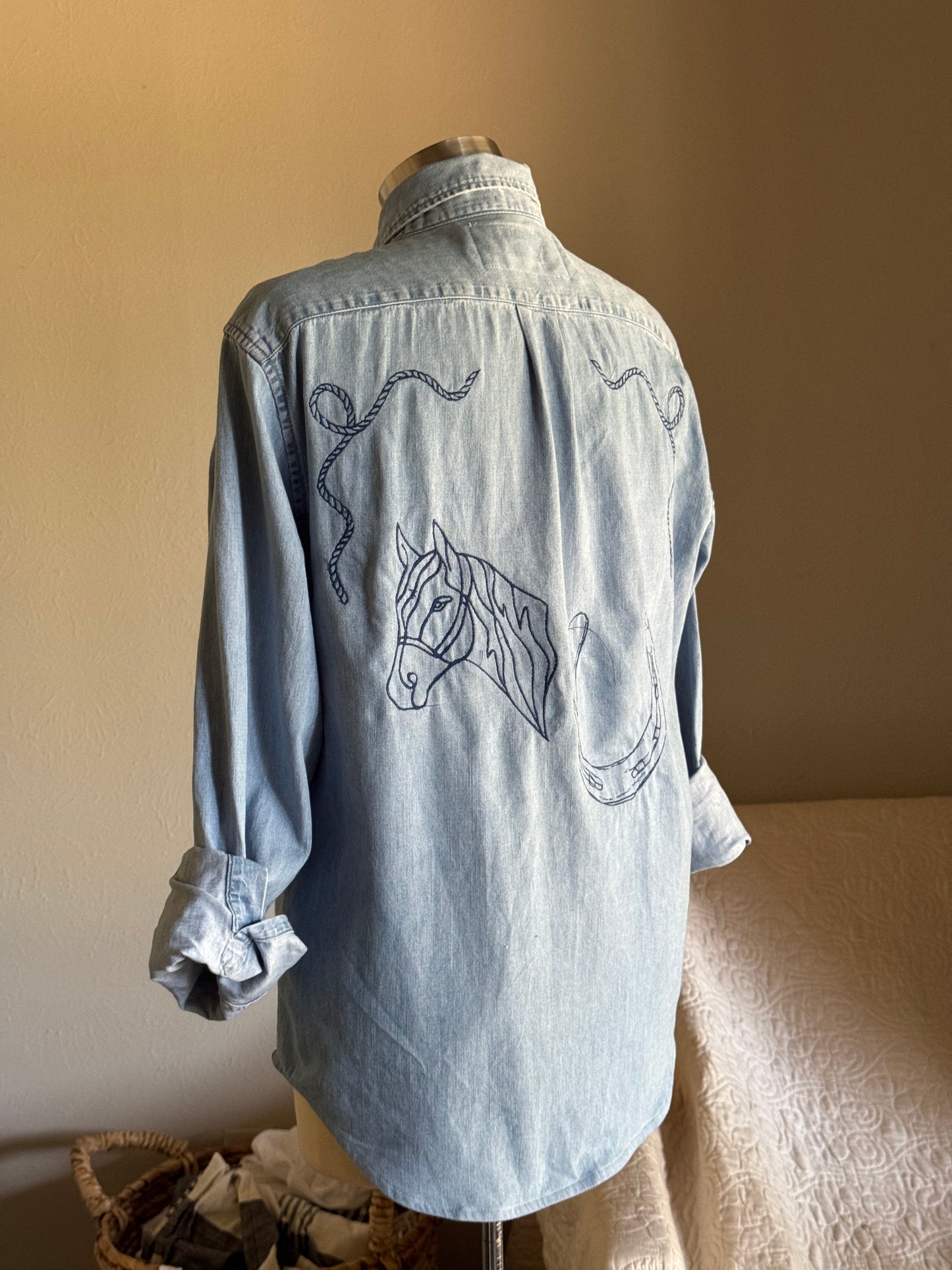 Jaxson Handcrafted Embroidered Denim Button Down