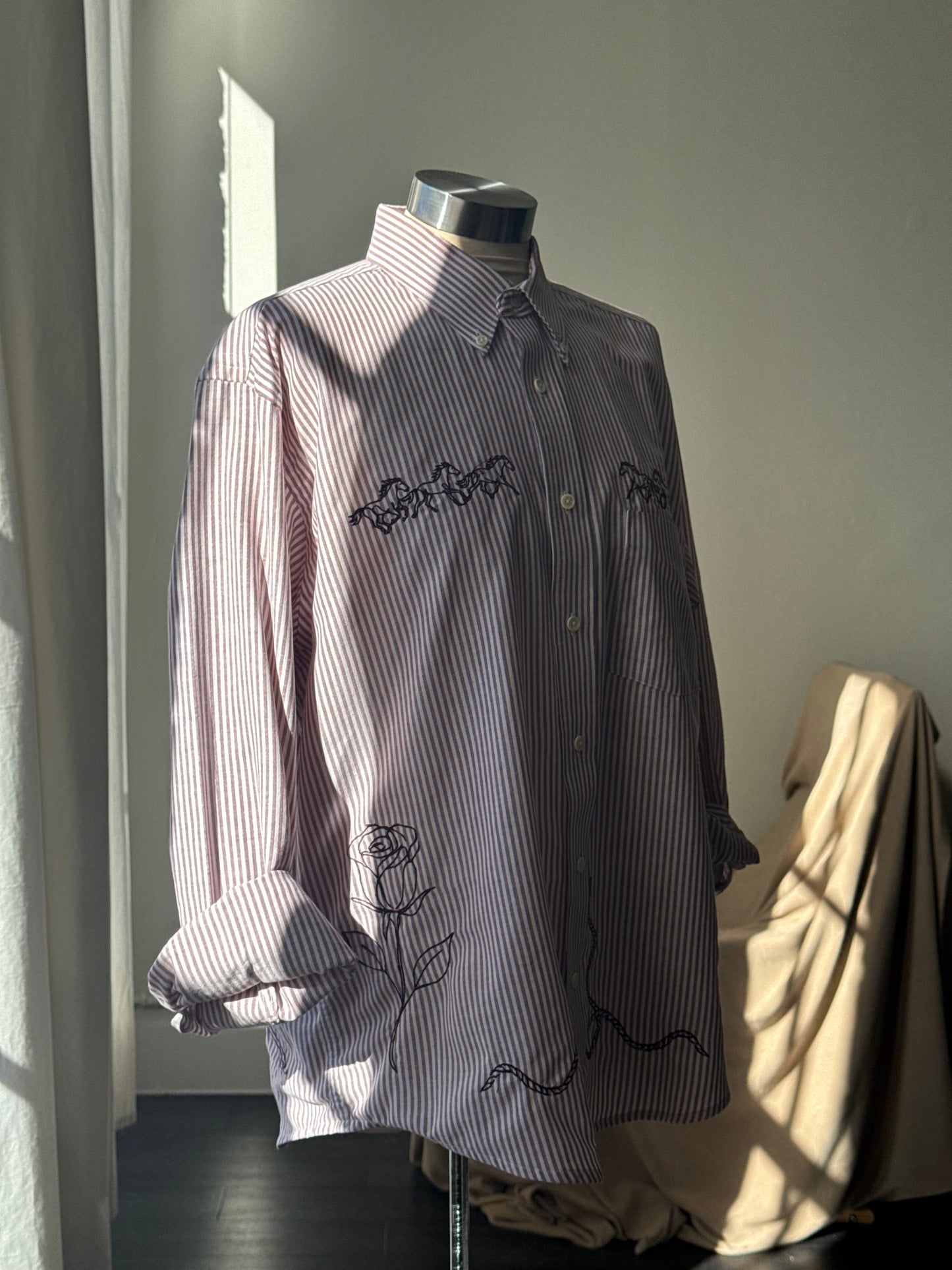 Jaxson Handcrafted Embroidered Striped Button Down