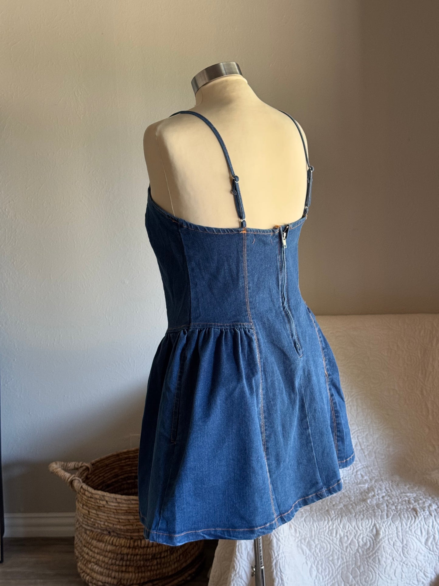 Savanna Classic Cotton Denim Dress In Deep Indigo