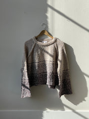 Leslie Cropped Striped Crewneck Sweater In Taupe