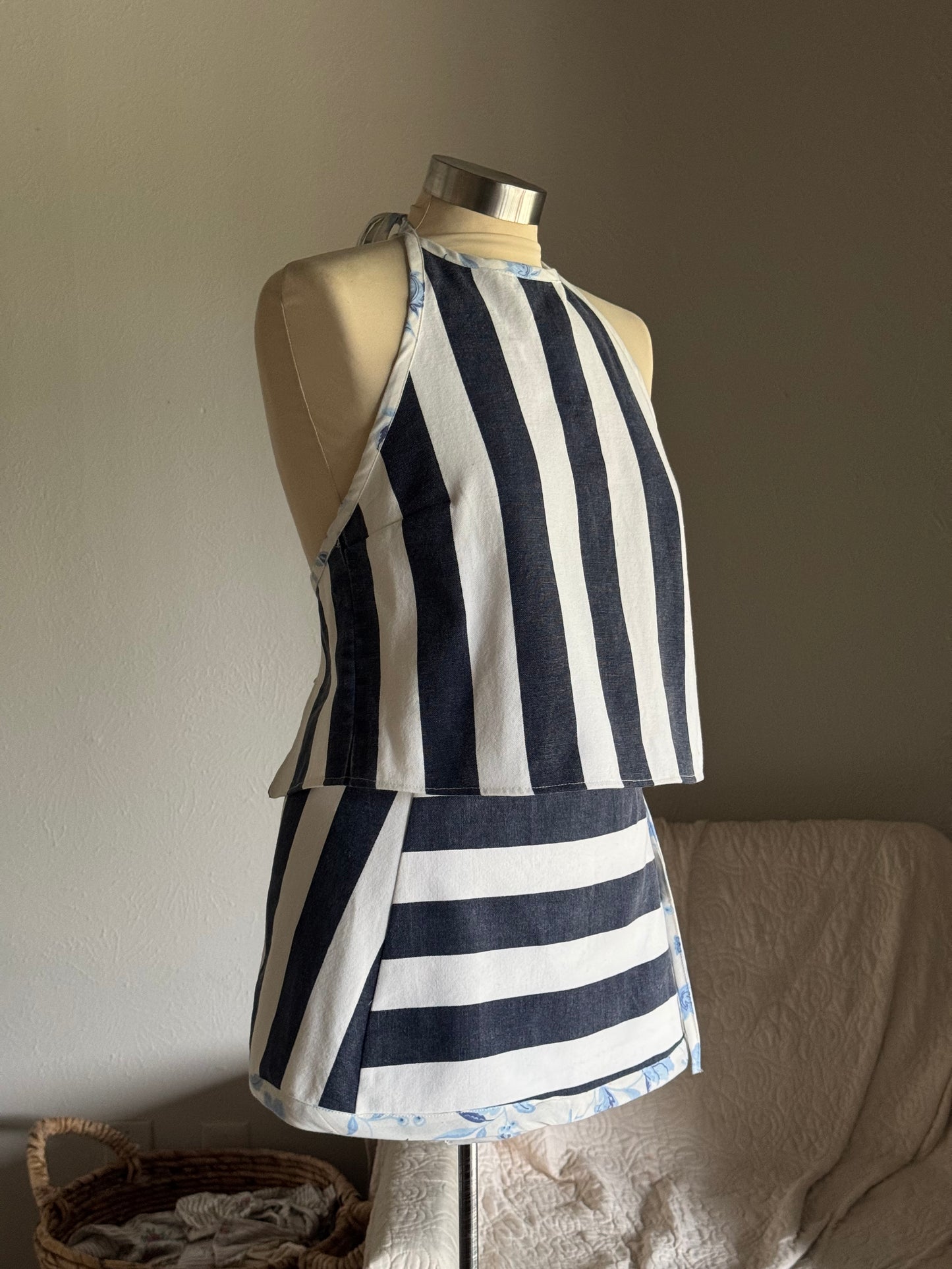 Brenda Handcrafted Halter Top In Bold Stripes