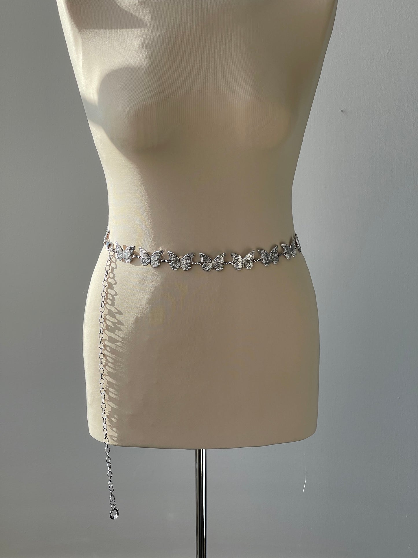 Burleson Butterfly Chain Belt In Silver