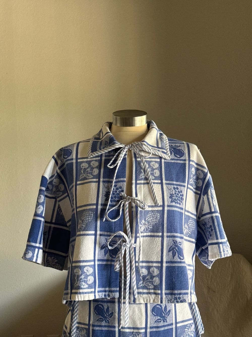 Judy Handcrafted Vintage Tie Front Top