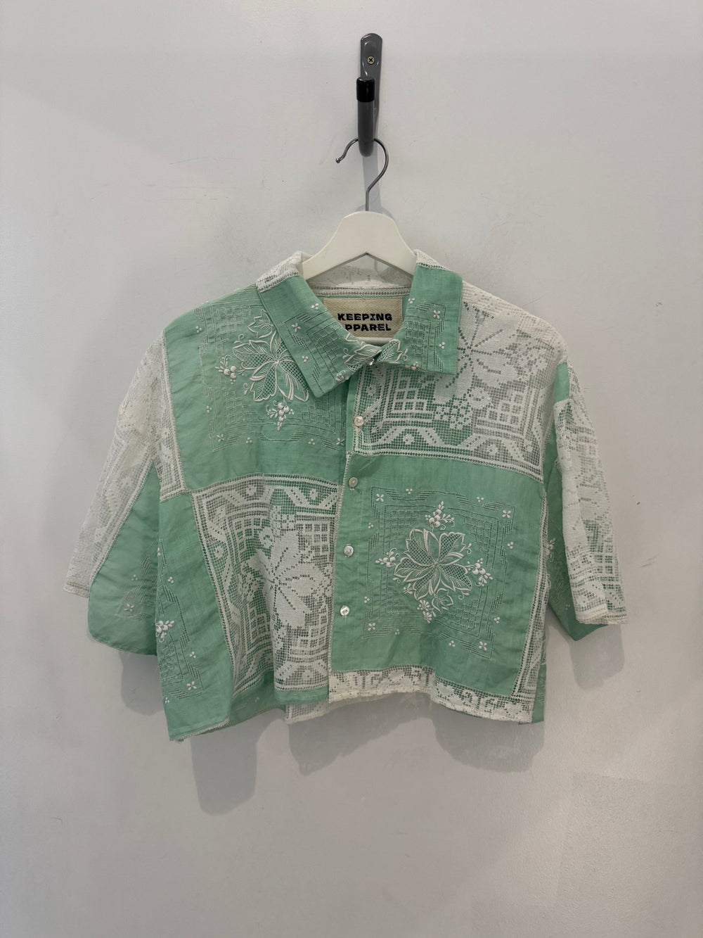 Judy Handcrafted Vintage Crop Top In Sage