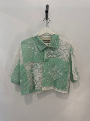 Judy Handcrafted Vintage Crop Top In Sage