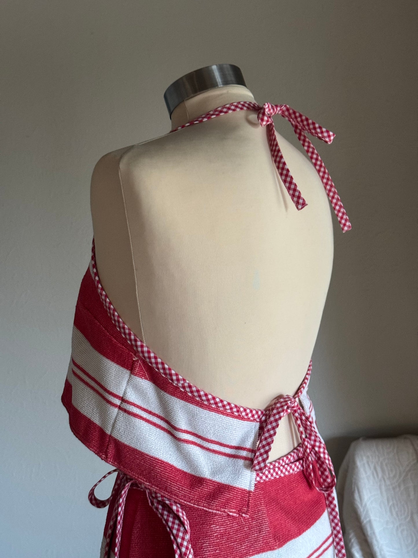 Brenda Handcrafted Vintage Towel Cropped Halter Top