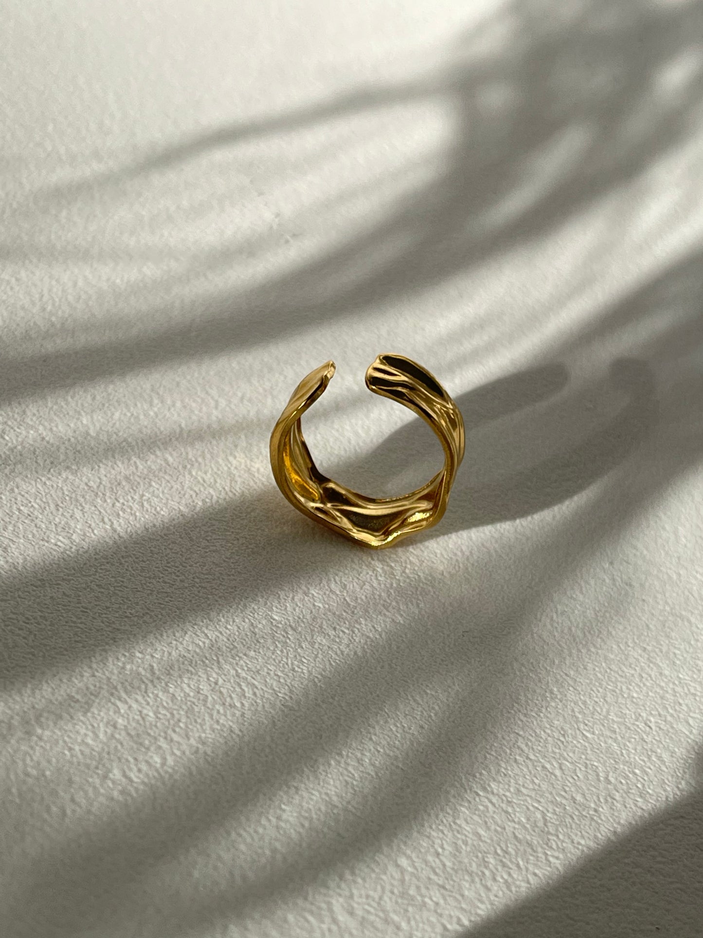 Desert Floor Organic Stainless Steel Ring In 18k Gold Plated