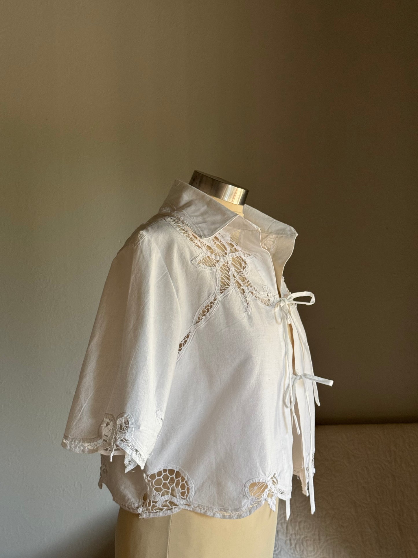 Judy Handcrafted Vintage Crop Tie Top
