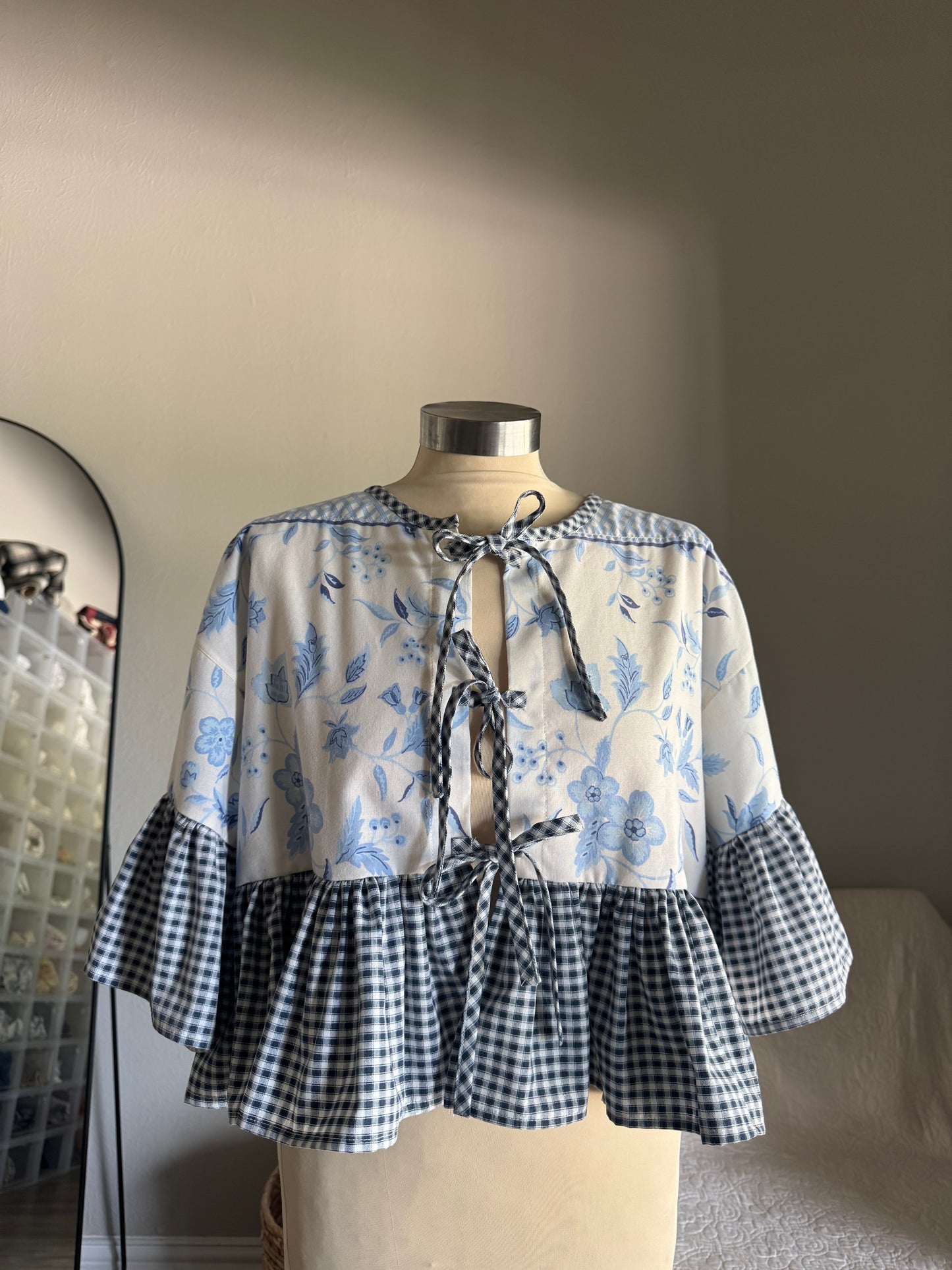 Joycie Vintage Handcrafted Ruffle Top In Midnight Plaid