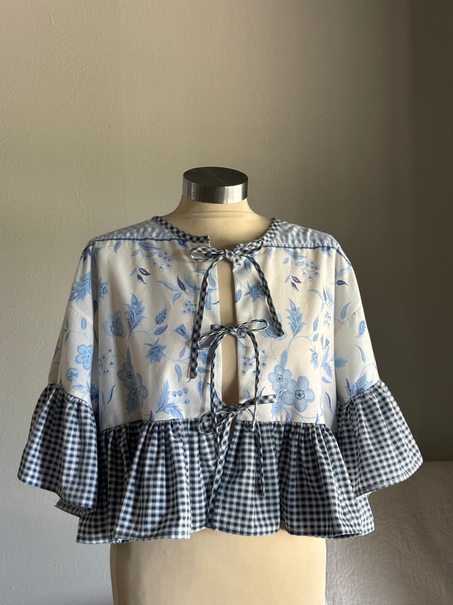 Joycie Vintage Handcrafted Ruffle Top In Midnight Plaid