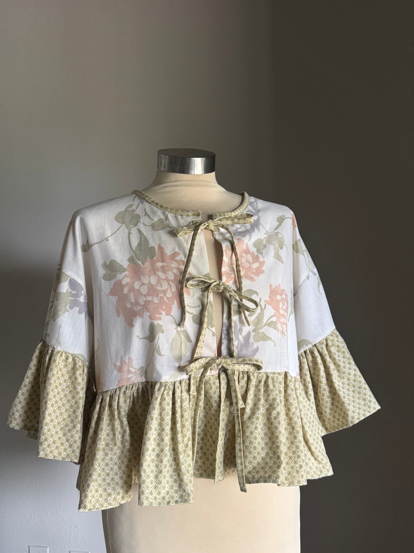 Joycie Vintage Handcrafted Floral Ruffle Top