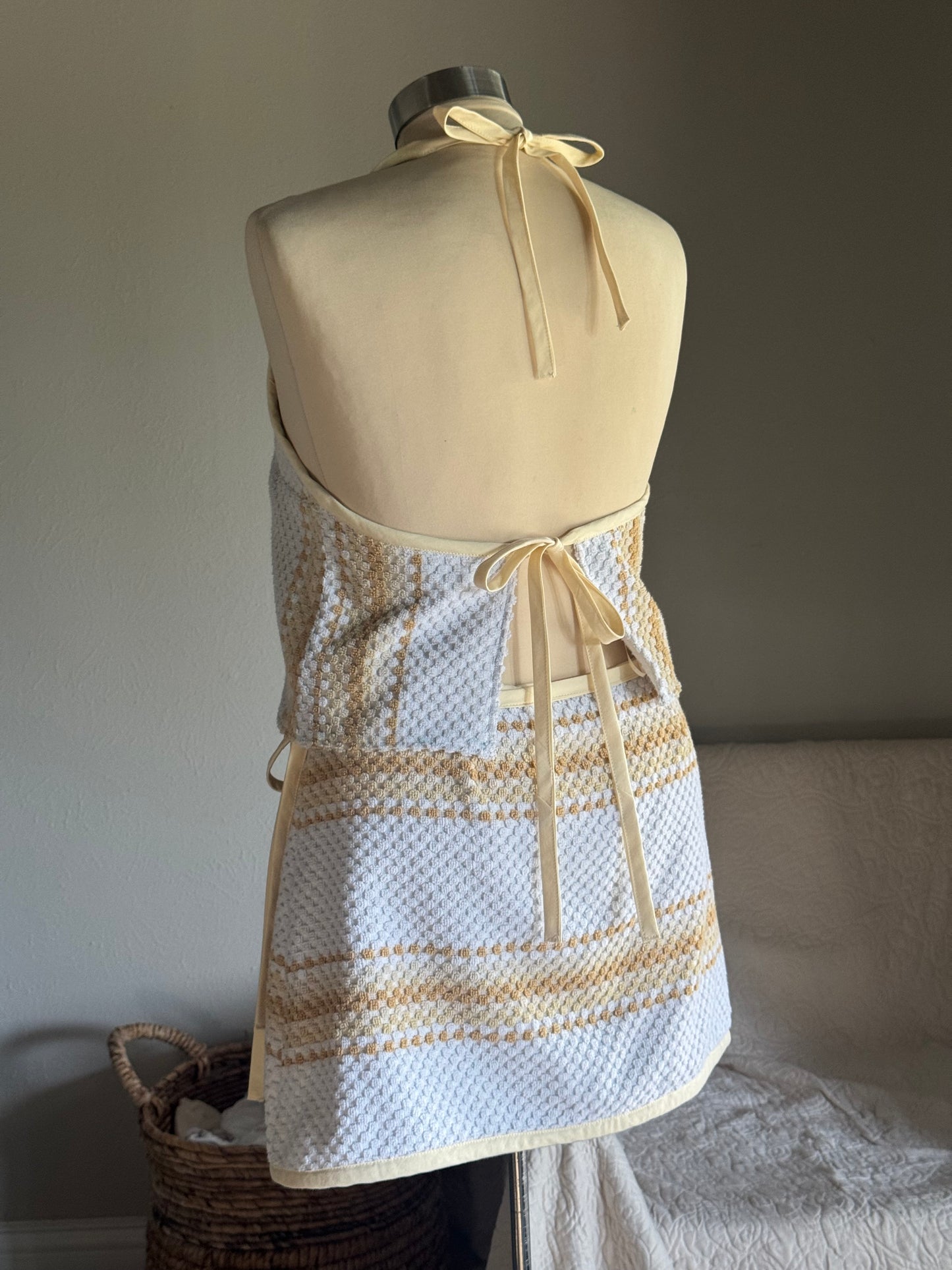 Brenda Handcrafted Halter Towel Top In Vanilla