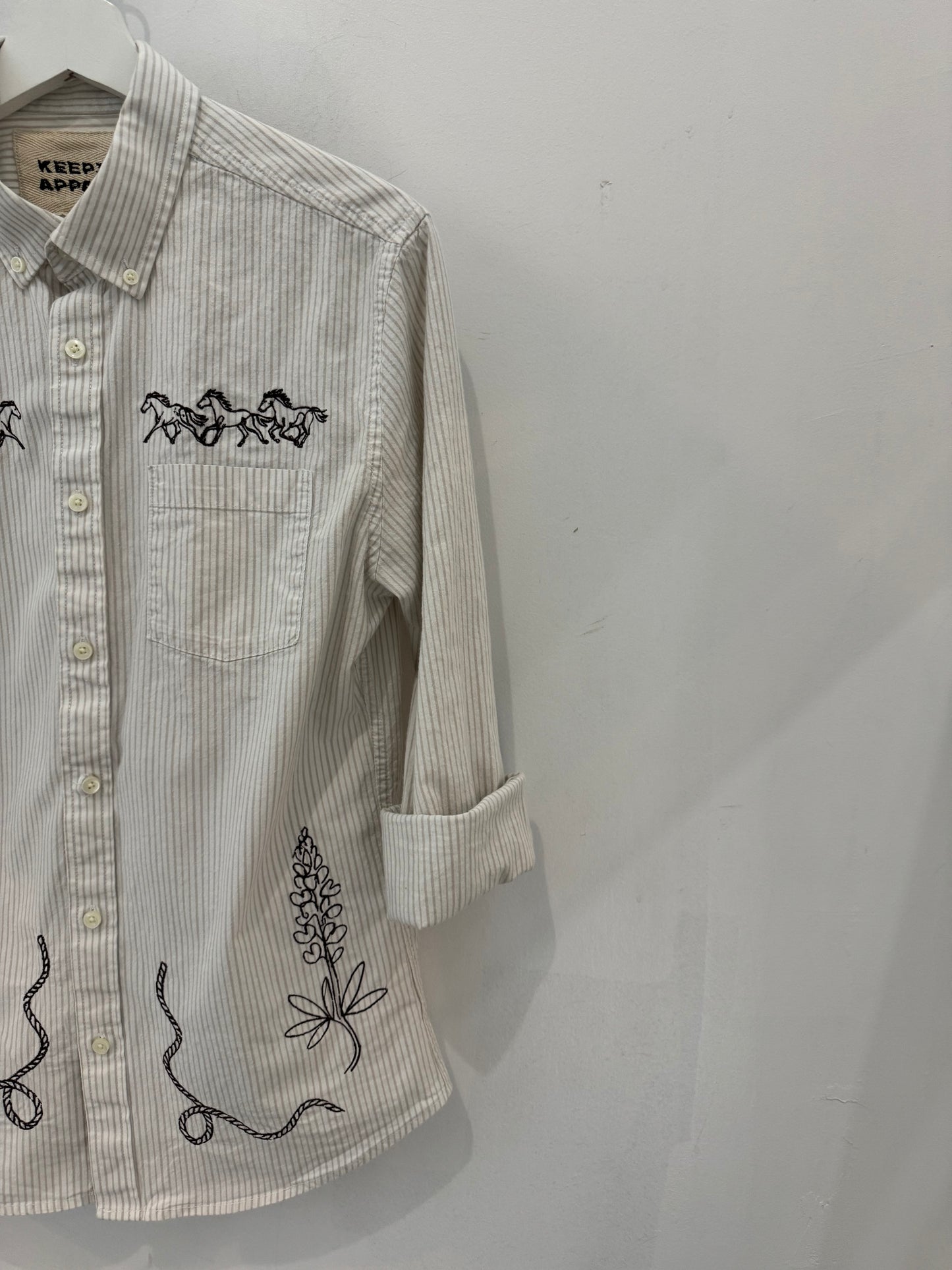 Jaxson Handcrafted Embroidered Striped Long Sleeve Button Down￼ ￼