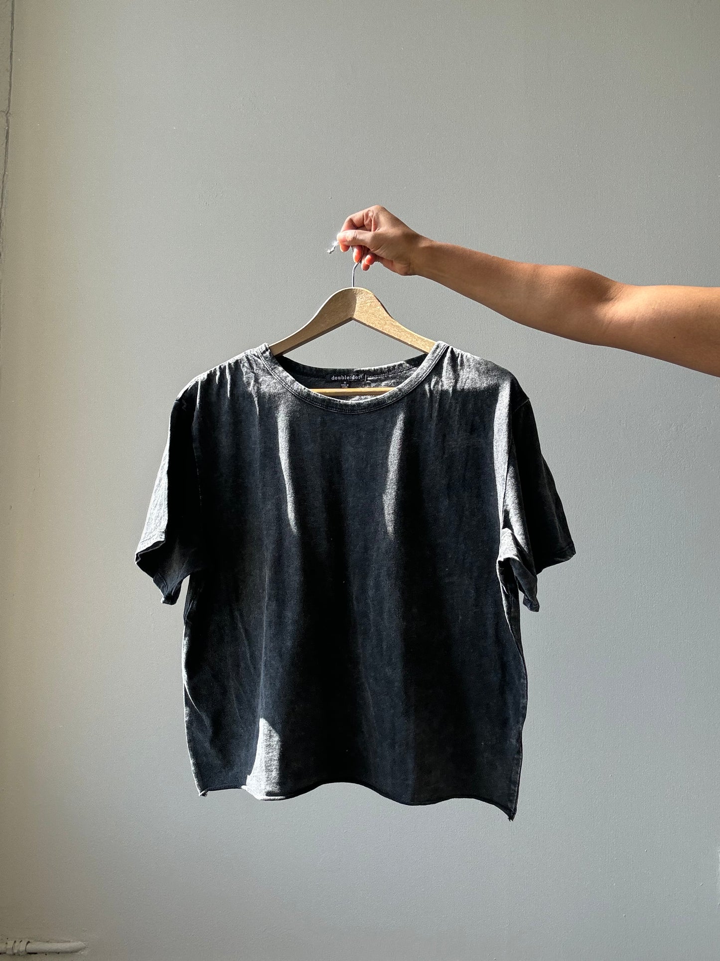 Sagan Cotton Boyfriend Crop Tee In Vintage Black