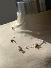 Baily Butterfly Bead Charm Necklace In Gold