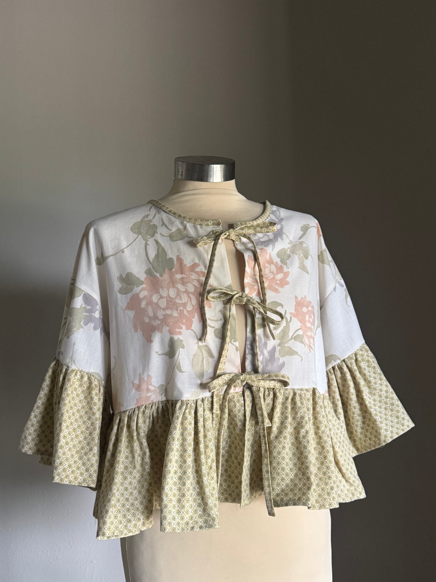 Joycie Vintage Handcrafted Floral Ruffle Top