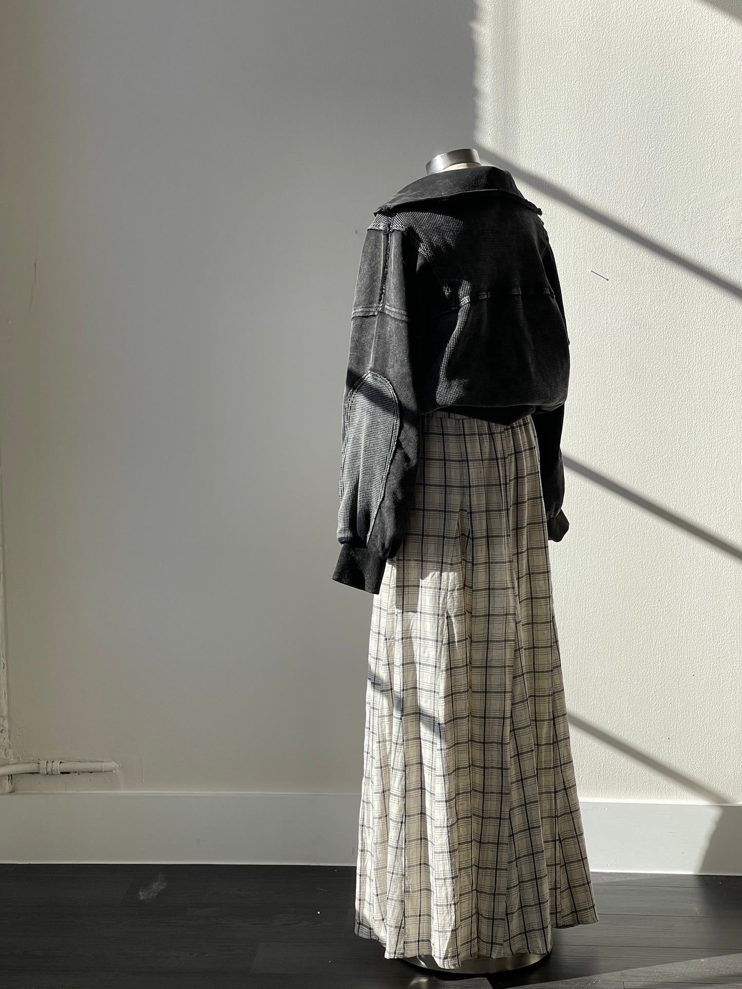 Anne Cotton & Linen Plaid Maxi Skirt In Natural