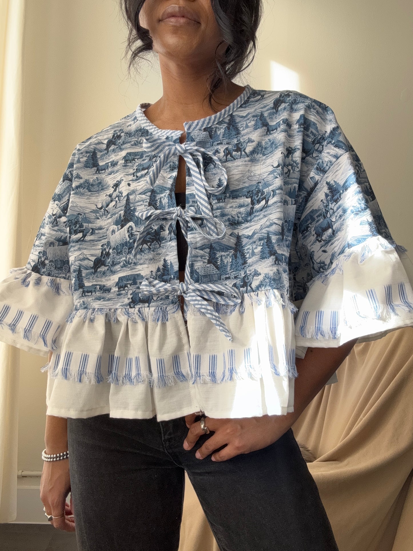 Myrtle Cotton Handmade Ruffle Top In Old South