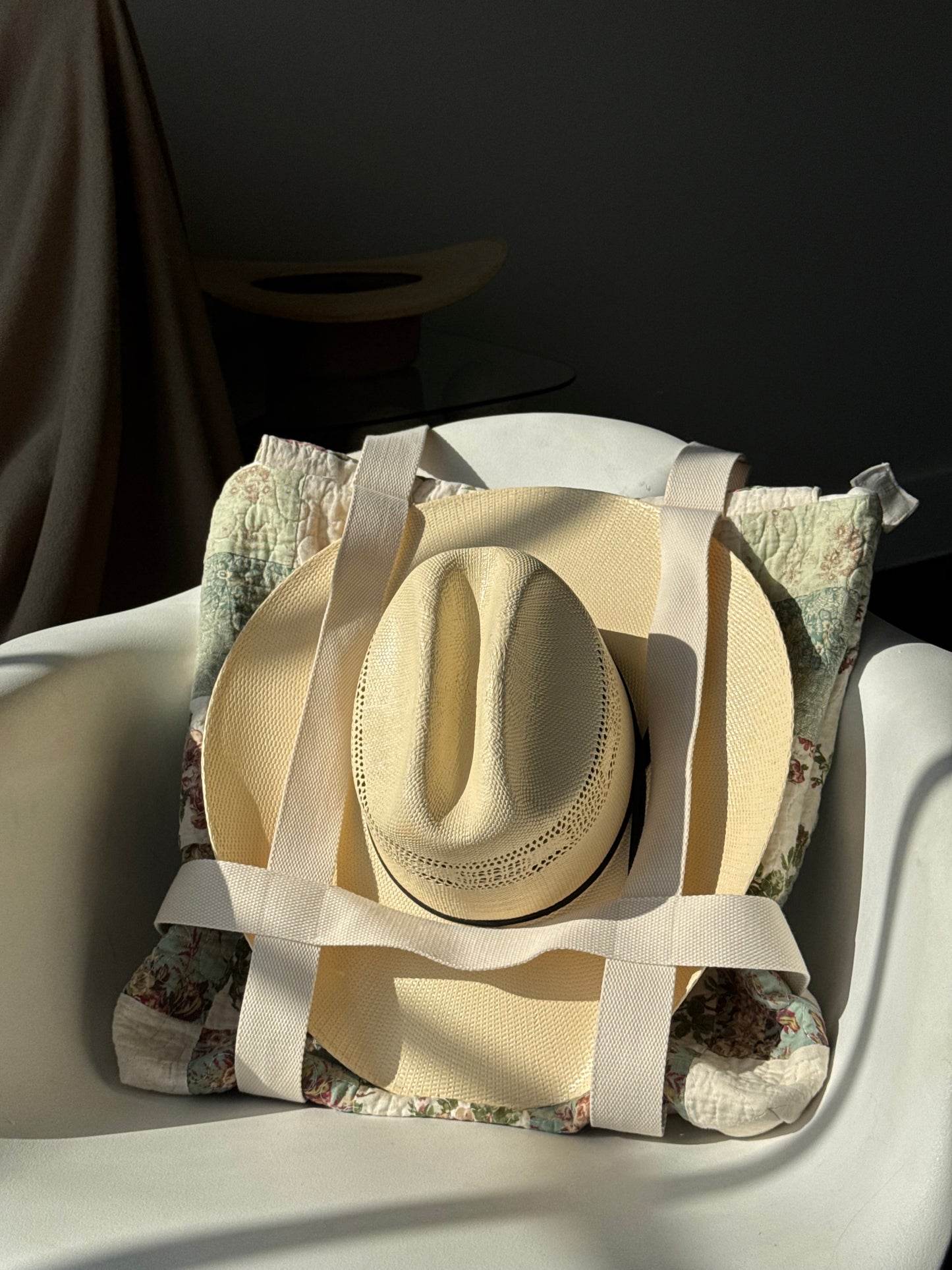 Magnus Quilted Handcrafted Cotton Tote Hat Holder Bag
